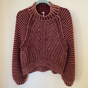 Free People Sweetheart Mock Neck Sweater - Women's Small - Burgundy/Garnet Grott